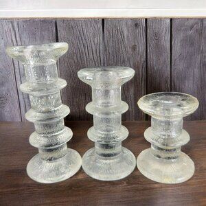 Luminarc Nordic Candle Holders Set 3 Clear Textured Votive Candle Stick Holder